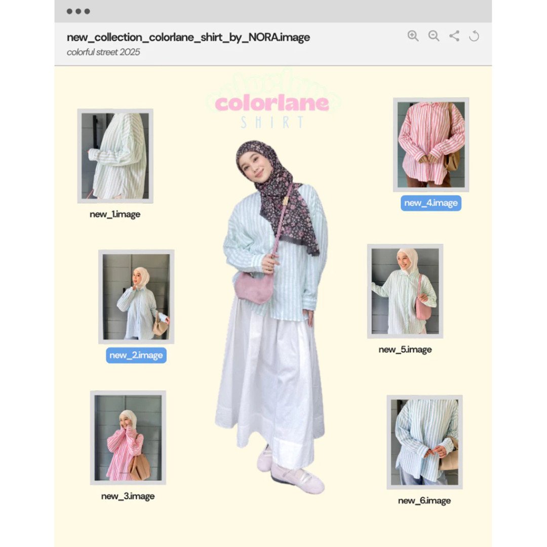 NORA - Colorlane Shirt Linen Garis-Garis